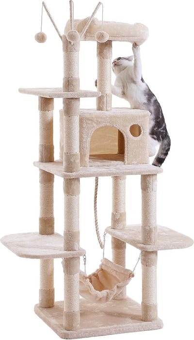 kattenboom - Klimmen, klauwen slijpen, relaxen / gezellige uitkijkplateaus,50L x 50W x 154H centimetres