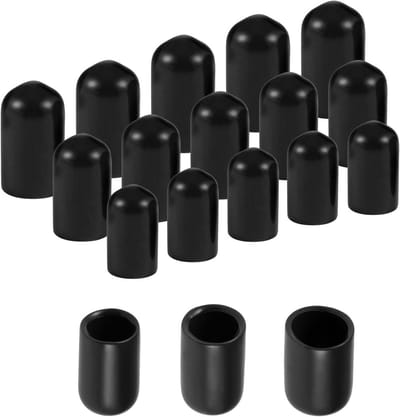 Ronde Rubberen Doppen Assortiment – 60 Stuks Zwarte Vinyl Eindkapjes voor Poten en Schroeven (7mm, 10mm, 12mm)
