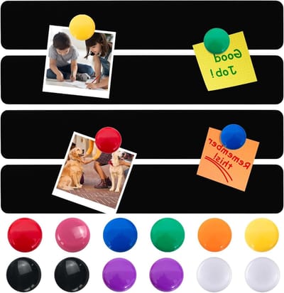 Memo Bord 30 x 5 cm Zwart - Zelfklevende Magnetische Frames met 12 Kleuren Magneten voor Kantoor en Foto Wanddecoratie