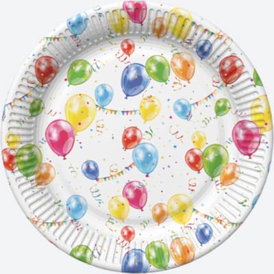 18 cm Papieren bordjes - Balloons