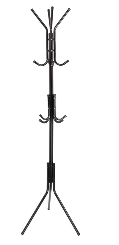 Kapstok Staand – Kledingrek met 12 Haken – Hoogte 172 cm – Staande Kapstok Metaal – Vrijstaande Kapstok – Zwart – Voor Hal, Slaapkamer en Kantoor