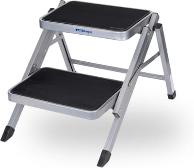 Opvouwbare 2-trede Ladder | Antislip Keuken Standaard | Camping en Caravan Accessoire | Staal met 150 kg Draagvermogen