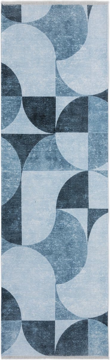 Kelim Trend Tapijt Woonkamer - Blauw - 80cm x 215cm - Modern Laagpolig Vloerkleed, Superzacht, Machinewasbaar, Non-slip