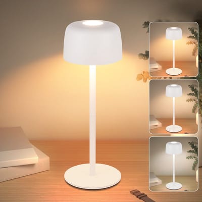 NETTLIFE Tafellamp LED - wit - Draadloos Nachtlamp - Touch Dimbaar - USB Oplaadbaar - 3 Kleurtemperaturen - In hoogte verstelbaar - Draagbare Tafellamp - voor binnen en buiten - voor Eetkamer | Slaapkamer | woonkamer | Hotel | Café | Restaurant