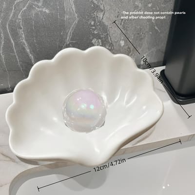 Luxe Schelp Zeepbakje met Automatische Afvoer - Elegante Ovalen Plastic Zeepdispenser voor Huis, Douche, Badkuip & Keuken Zeepbakje