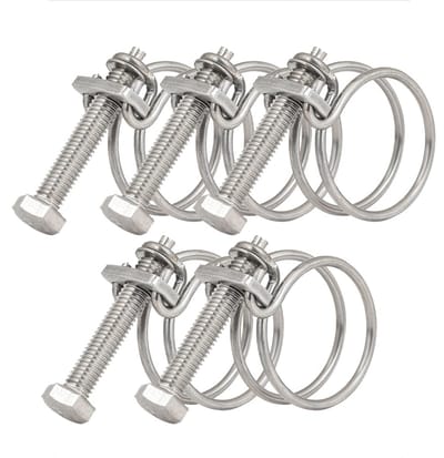 5 stuks dubbele draadslangklemmen, verstelbare 40 mm-45 mm waterslangklemmen, roestvrij stalen buisklemmen, 11 maten optionele dubbele draad sanitair schroef strakke sluiting