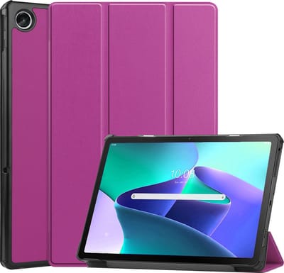Hoesje Geschikt voor Lenovo Tab M10 Plus (3e / 3rd Generatie) - Dun & Stevig - Trifold Bookcase - Hard Cover - Hardcover Book Case - Tablet Hoes - Paars