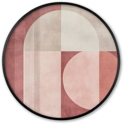 Poster in lijst Rond - Fotolijst 60x60 cm - Posters - Figuren - Abstract - Roze - Ronde posterlijst zwart - Decoratie - Wanddecoratie woonkamer - Muurdecoratie slaapkamer