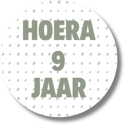 20 x Traktatiestickers Hoera 9 Jaar - Stickervel - Groene Cadeaustickers - Wensetiket - Rond 4 cm - Sluitsticker - 20 stuks - Groen Wit - Sticker 9e Verjaardag