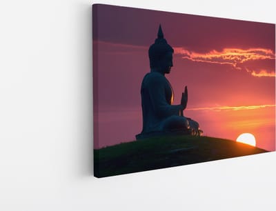 Saammp Canvas Schilderij - Boeddha bij Zonsondergang - 45x30 - Foto op canvas - Wanddecoratie - Muurdecoratie Woonkamer - Canvas schilderijen