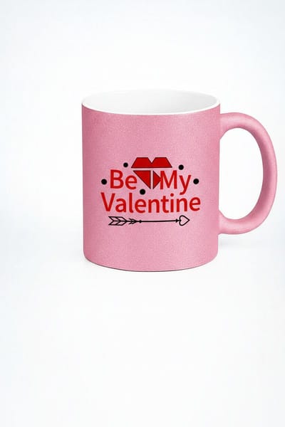 Be My Valentine Mok - Roze Glitter Valentijn Beker Cadeau