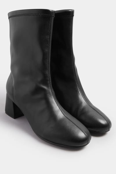 Yours Zwarte Stretchlaarzen Met Blokhak En Extra Brede Eeepasvormsize 37EEE