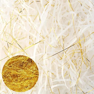 SnelShoppen - 250g Witte en Gouden Vullingen, Filigraan Papier, Cadeauverpakking, Parcel Filler, Verjaardag, Feest, Decoratie