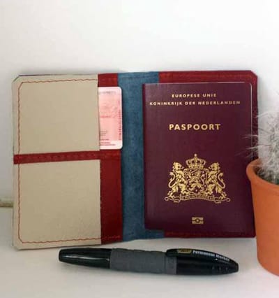 Toetie & Zo Handgemaakt Leren Paspoortmapje Rood, Wit, Blauw, Holland, hoesje, paspoorthoesje, reismapje, reishoesje, leder