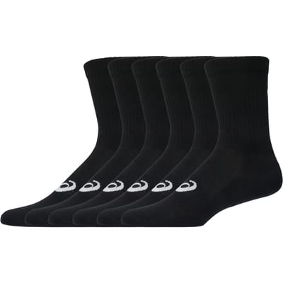 Asics 6 Pack Crew Sock Sokken Unisex - Zwart - Maat 35 - 38 - Katoen