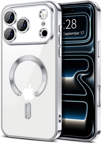 Hoesje Geschikt voor iPhone 17 Pro Max Hoesje - Geschikt voor MagSafe - Arara siliconen Backcover - Zilver
