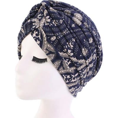Nieuwe Vrouwen Zachte Bloemenprint Katoen Vrouwen Tulbandhoeden Mode Banadans Kanker Hoofdband Chemo Muts Hoofdwikkel Haaraccessoires Size fits all black