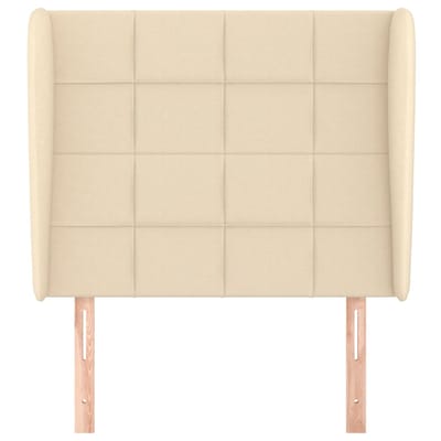 vidaXL - Hoofdbord - met - randen - 83x23x118/128 - cm - stof - crèmekleurig