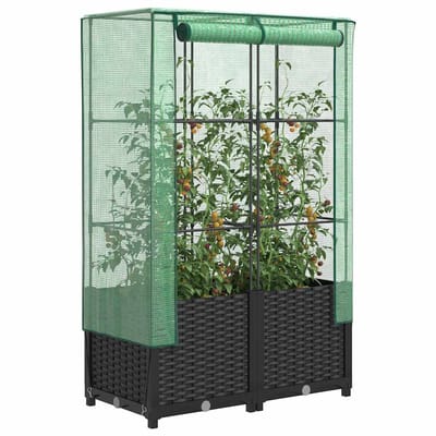 vidaXL - Plantenbak - verhoogd - met - kashoes - 80x40x138 - cm - rattanlook