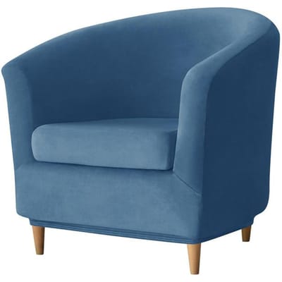 2 stuks/set Velvet Club Fauteuilhoezen Stretch Fauteuilhoes Bankhoes met Zitkussenhoes voor Kuip Bar Balie Woonkamer 1 piece blue