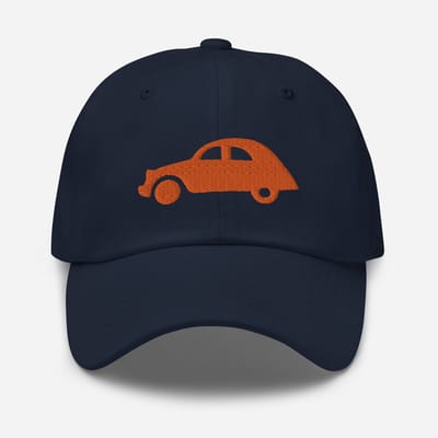 De2pktjes - Oranje geborduurde pet (voor en achter) Citroën 2CV - Marineblauw