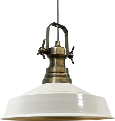 Bamyum Asletl-Y Hanglamp Industrieel van Metaal Ø41 cm, Vintage Pendellamp, E27, Wit Hanglamp Vintage