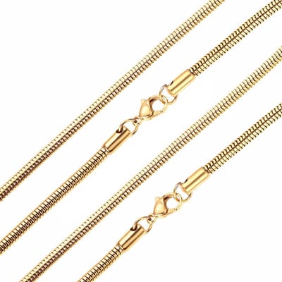 Fako Bijoux® - Ketting - Slang Schakel - Snake Chain - RVS - Stainless Steel - 3.2mm - 60cm - Goudkleurig