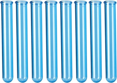 Transparante acryl reageerbuisjes voor hydrocultuur, herbruikbare bloemenbuizen, laboratoriumtests en ronde bodem - 8 stuks (blauw)