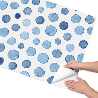 Coloray Meubel Wrap Folie - Blauw Meubelfolie - 75x150 cm - Meubelfolie Zelfklevend Blauwe stippen - Wrapfolie Keuken - Waterverf Meubelfolie - Decoratiefolie - Tafeldecoratie - Achtergronden en patronen