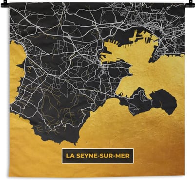 Wandkleed - Wanddoek - Kaart – Stadskaart – Frankrijk – Plattegrond - la Seyne-sur-Mer - 180x180 cm - Wandtapijt