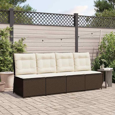 vidaXL - Tuin - Sofa - Zwart - en - Crème - Wit - poly - rattan