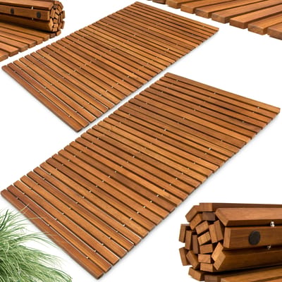 Deuba Badmat Set van 2 – Acaciahout Gecertificeerd Antislip – 76x50cm