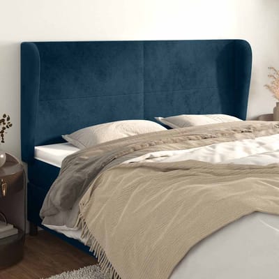 vidaXL - Hoofdbord - met - randen - 203x23x118/128 - cm - fluweel - donkerblauw