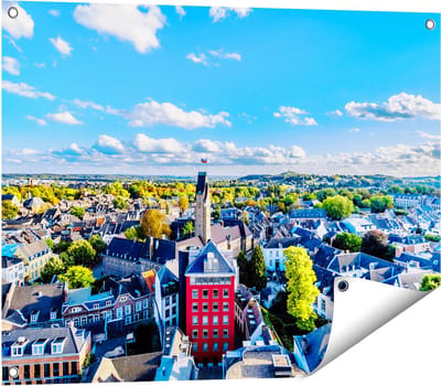 Gards Tuinposter Maastricht Stad met Huizen - 80x60 cm - Tuindoek - Tuindecoratie - Wanddecoratie buiten - Tuinschilderij