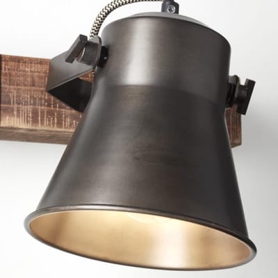 BRILLIANT lamp, Decca wandspot, zwart staal, 1x A60, E27, 10W, hout uit duurzame bosbouw (FSC)