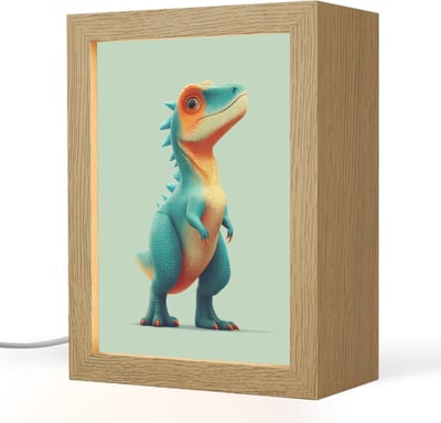 Nachtlampje 15x20 cm - Kinder lampje - Cartoon - Dino - Oranje - Stekels - Tafellamp kinderkamer - Slaapkamer lamp - Bedlamp kinderen - Kinderlampje stopcontact - Wandlamp babykamer - Nachtlampjes
