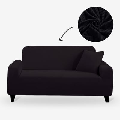 BankhoesDiscounter Knitted Voorgevormde Bankhoes – M1 (80-130cm) – Zwart – Sofa Cover – Bankbeschermer – Bankhoes Stretch