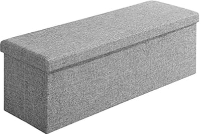 Moderne 2-in-1 Zitbank met Opbergruimte en Poef Grijs 115x38x38cm
