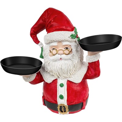 Porte-friandises Bonhomme de Neige de Noël Plateau de Père Noël Support Bol à Fruits Résine Maison Fête Nourriture Snack