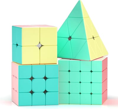 Magische Kubus Set - Hersenkraker Puzzels - Mentale Uitdaging - Vier Verschillende Maten - 4 Stuks - Macaron Kleuren