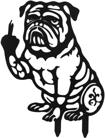 Inovra- Bulldog Tuin Decor Grappige Metalen Tuinbeelden - Buiten Ornament - IJzer Silhouet Standbeeld - Tuindecoratie - Gazon Decoratie - Zwarte Hond