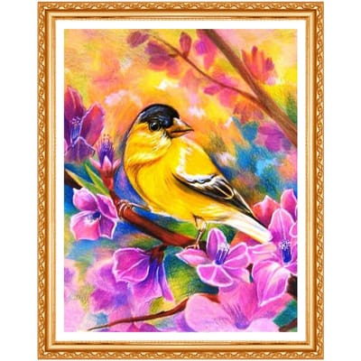 Lente Vogel Diamant Schilderij Woonkamer Volledige Ronde Diamant Dier Foto van Steentjes Diamant 20X30CM yellow
