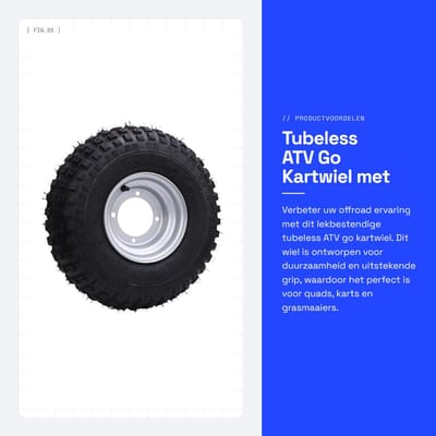 Dailygoods- ATV Wiel Lekke Proof 16x8-7 - Tubeless Band met Velg - Antislip - Uitstekende Grip - Eenvoudige Installatie - Geschikt voor ATV/Quad