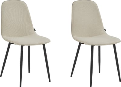 Colenis® - Milou Eetkamerstoelen - Set Van 2 - Beige - Linnen Stof - Industrieel - Stoelen
