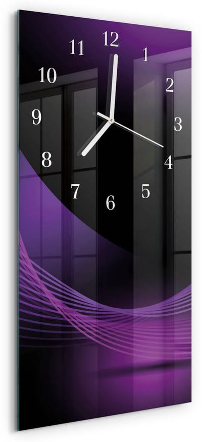 Tulup Wandklok - Abstractie Wandklok Glas Met Motief - 30x60 cm - Veelkleurig Decoratieve Glazen Klok - Witte Handen - Rechthoekige Wandklok - Moderne Wandklok Glas - Wandklok Glas Decoratie