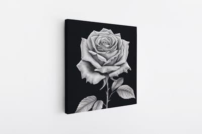 Saammp Canvas Schilderij - Monochroom Roos - Bloemen - Natuur - Abstract - 20x20 - Foto op canvas - Wanddecoratie - Muurdecoratie Woonkamer - Kantoor Decoratie