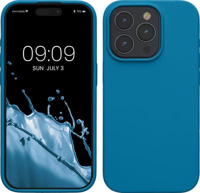 kwmobile Case voor iPhone 15 Pro - Slank TPU-Hoesje met Zachte Afwerking - In Caribisch blauw
