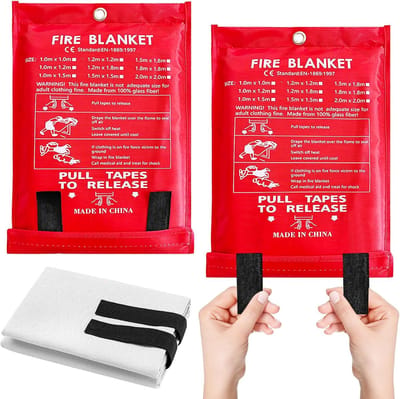 2 Stuks Brandblusdeken 1x1 Meter - Vuurvaste Deken voor Thuis, Keuken, Camping en Auto