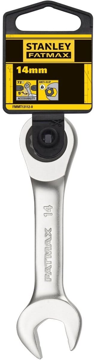 Stanley - FATMAX Stubby Ringsteeksleutel met ratel 14mm - Steeksleutel - Sleutelgereedschap - 1 Stuk(s)