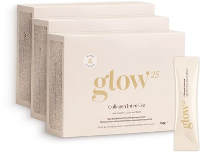 Glow25® Collageen Intensief (3x30 stuks) - met vitamine C, zink en biotine - collageenhydrolysaat met tripeptiden